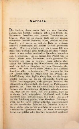 Phönizische Studien, 1. Erklärung der grossen sidonischen und anderer phönizischen Inschriften u.a.