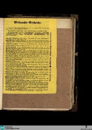 Karlsruher Tagblatt, Weihnachts-Geschenke