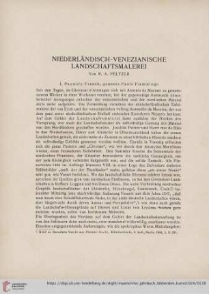Neue Folge Band I: Niederländisch-venezianische Landschaftsmalerei