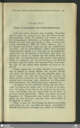 Vierter Theil. Einige Vermuthungen und Schlussfolgerungen
