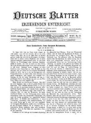 Zum Gedächtnis Jean-Jacques Rousseaus : geb. am 28. Juni 1712
