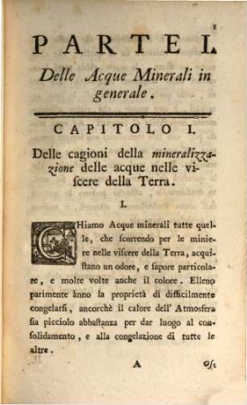 Trattato Delle Acque Minerali, Parte I.. Delle Acque Minerali in generale