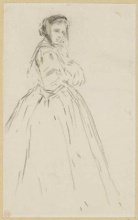 Studie zu einer Dame mit Schleier und langem Kleid