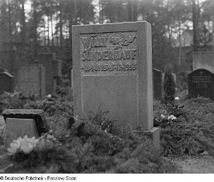Grabstein für Willy Sünderhauf : Dresden. Friedhof (vielleicht auf dem Weißen Hirsch). Grabstein für Willy Sünderhauf
