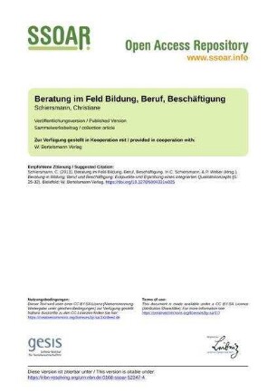 Beratung im Feld Bildung, Beruf, Beschäftigung