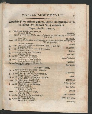 Hornung, MDCCXCVIII
