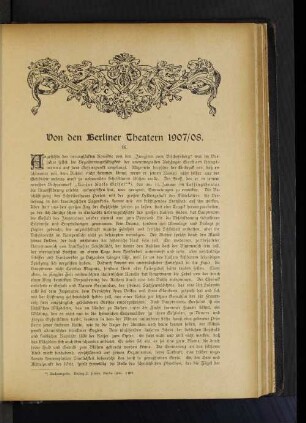 Von den Berliner Theatern 1907/08