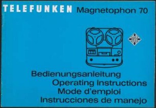 Bedienungsanleitung: Bedienungsanleitung Telefunken Magnetophon 70