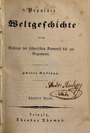 Populäre Weltgeschichte : vom Anfange der historischen Kenntniß bis zur Gegenwart, 5