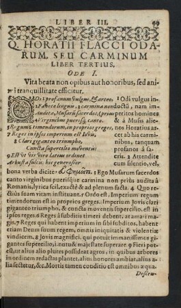 Q. Horatii Flacci Odarum, Seu Carminum Liber Tertius.