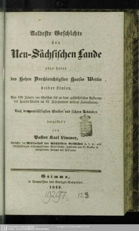 1: Älteste Geschichte der neusächsischen Lande