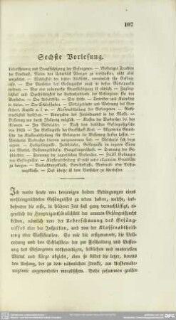 Sechste Vorlesung