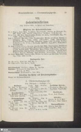 VII. Gesamtministerium