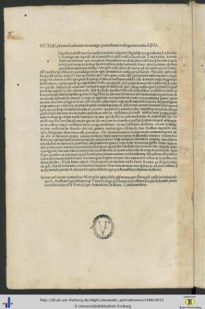 Victor pisanus Ludovico mucenigo praecellenti in eloquentia viro S. P. D.