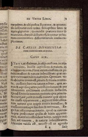 De Causis Differentiarum contentorum in urina. Caput XIX.