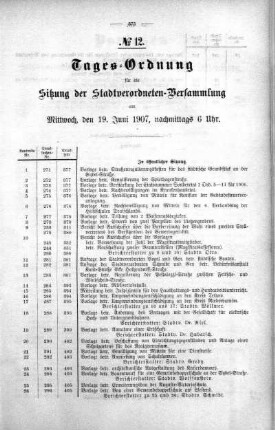 Tages-Ordnung No. 12. (271-301), 19. Juni 1907
