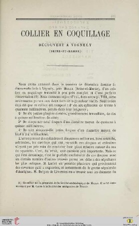 N.S. 13.1866: Collier en coquillage découvert à Vignely (Seine-et-Marne)