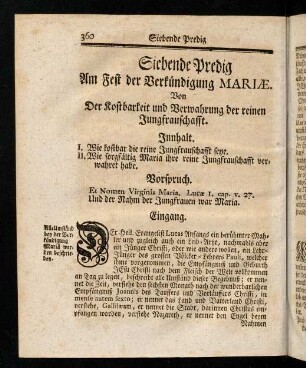 360-361, Innhalt; Vorspruch; Eingang; Vortrag und Abtheilung