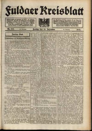 Zweite Ausgabe vom Freitag, den 19. Dezember 1913.