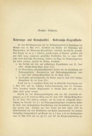 Sechster Abschnitt. Nahrungs- und Genußmittel. Gebrauchs-Gegenstände