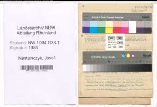 Entnazifizierung Josef Nastainczyk , geb. 20.04.1891 (Studienrat)