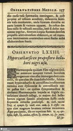 Observatio LXXIII. Hypercatharsis ex praepostero hellebori nigri usu
