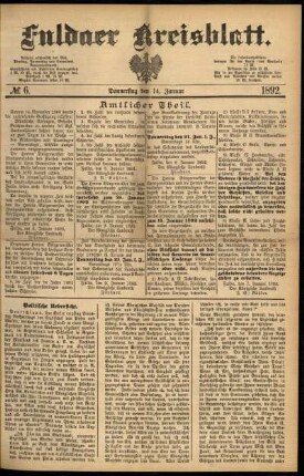 Ausgabe vom Donnerstag, den 14. Januar 1892.