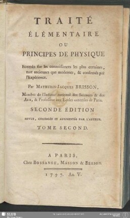 2: Traité Élémentaire Ou Principes De Physique