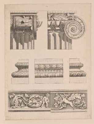 Architekturdetails, Kapitelle, Basen, Friese