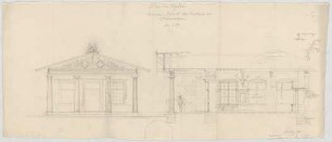 Thiersch, August ; Schönau (Königssee), Malterhöhe 1; Haus v. Heyden, Umbau - Saalbau (Ansicht, Schnitt)