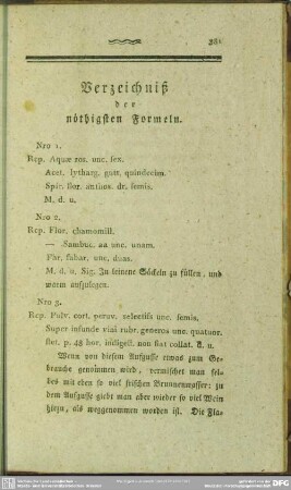 Verzeichniß der nöthigsten Formeln