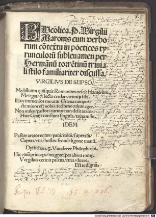 Buccolica : cum verborum contextu