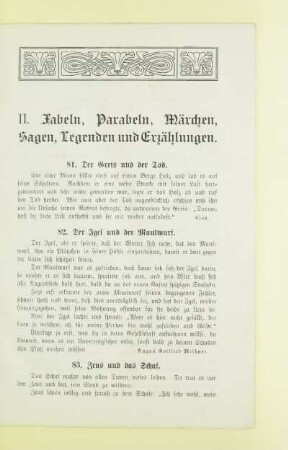 II. Fabeln, Parabeln, Märchen, Sagen, Legenden und Erzählungen