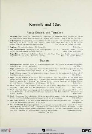 Keramik und Glas (Nr. 1-108)