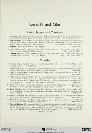 Keramik und Glas (Nr. 1-108)