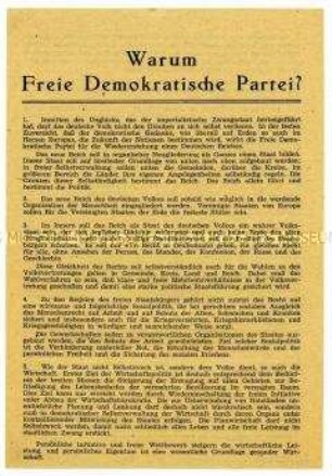 Programmatisches Flugblatt der FDP