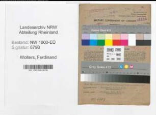 Entnazifizierung Ferdinand Wolters, geb. 11.05.1892 (Lehrer)