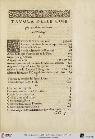 Tavola delle cose