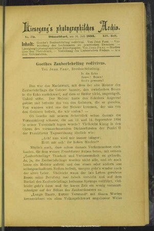 Goethes Zauberlehrling redivivus