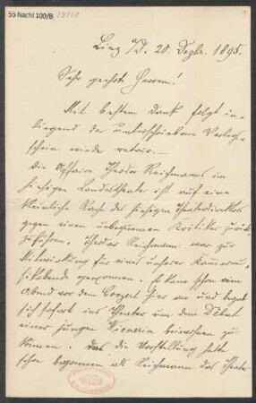 Brief an B. Schott's Söhne : 20.12.1895