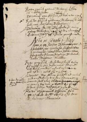 Sommerhalbjahr 1594. Rektorat Andreas Planer