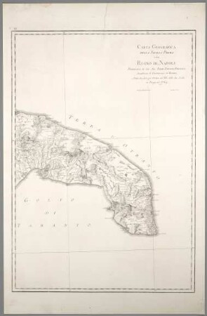 Carta Geografica Della Sicilia Prima o sia Regno Di Napoli