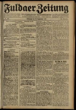 Ausgabe vom Mittwoch, den 19. September 1917.