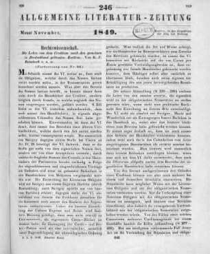 Heimbach, G. E.: Die Lehre von dem Creditum nach den gemeinen in Deutschland geltenden Rechten. Leipzig: Barth 1849 (Fortsetzung von Nr. 245)