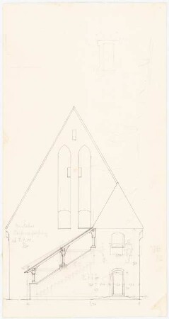 Kirche, Demnitz/Mark Umbau: Außentreppe an der Ostfront