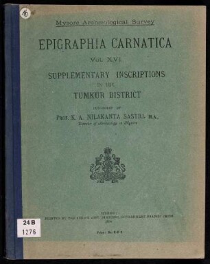 Tumkur district : supplementary inscriptions