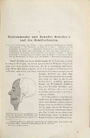 Schillers Schädel und Totenmaske : nebst Mittheilungen über Schädel und Totenmaske Kants