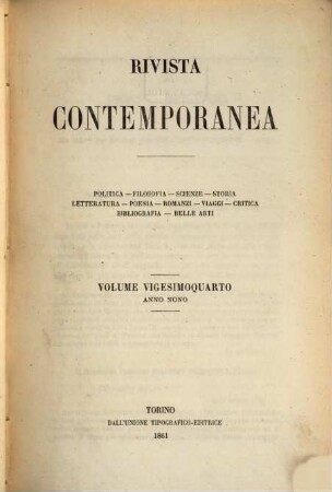 Rivista contemporanea. 24. 1861 = A. 9