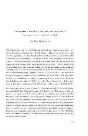 Suffixsynkretismus in diachronischer und synchronischer Sicht