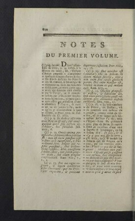 Notes du Premier Volume.